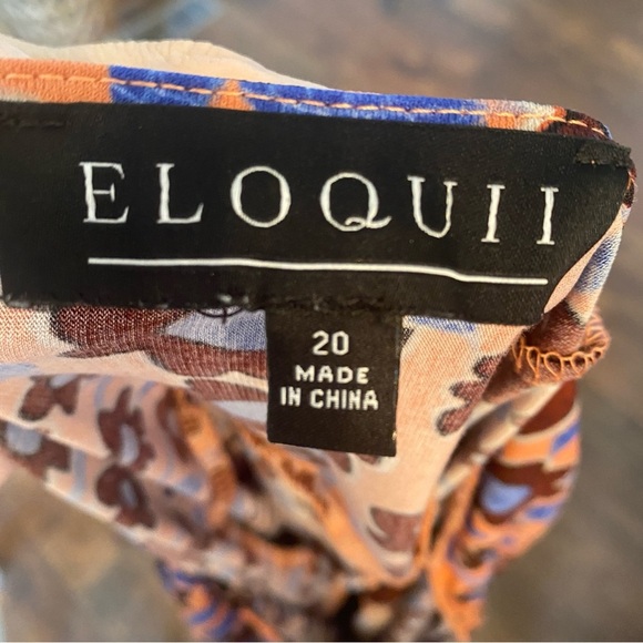 Eloquii 60s Mod Floral Keyhole Mock Neck Midi Dress • Orange Blue Brown Size 20 - Picture 9 of 10